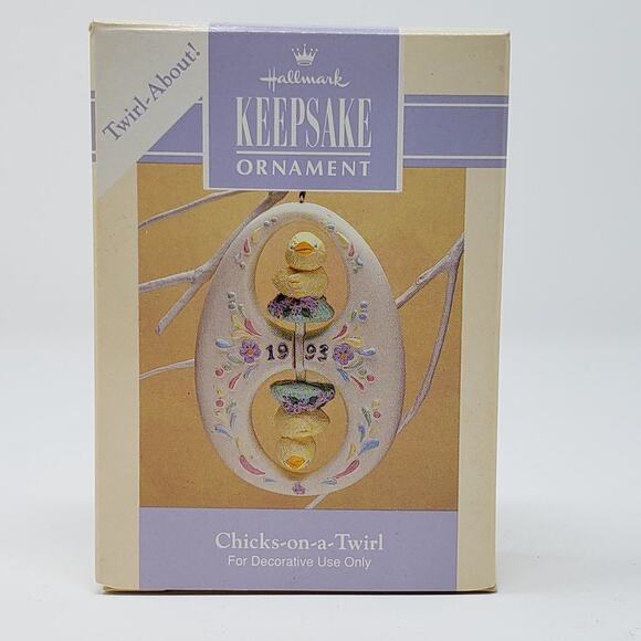 1993 Hallmark Chicks-on-a-Twirl Spring Handcrafted Keepsake Easter Ornament - Picture 1 of 6